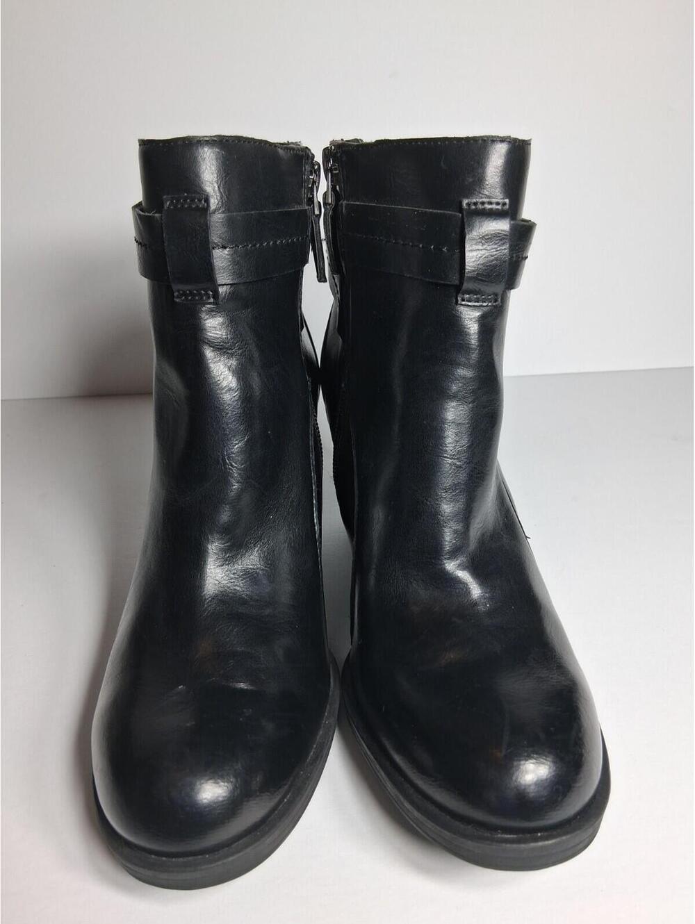 Franco Sarto Women's Black Faux Leather Block Heel Ankle Boots, 8.5M